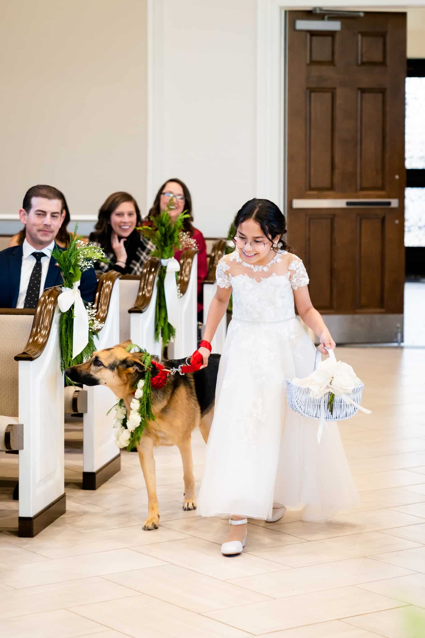 dog and flowergirl